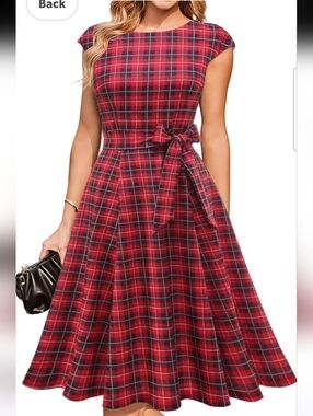 DRESSTELLS Women's Cocktail Dresses XL plaid